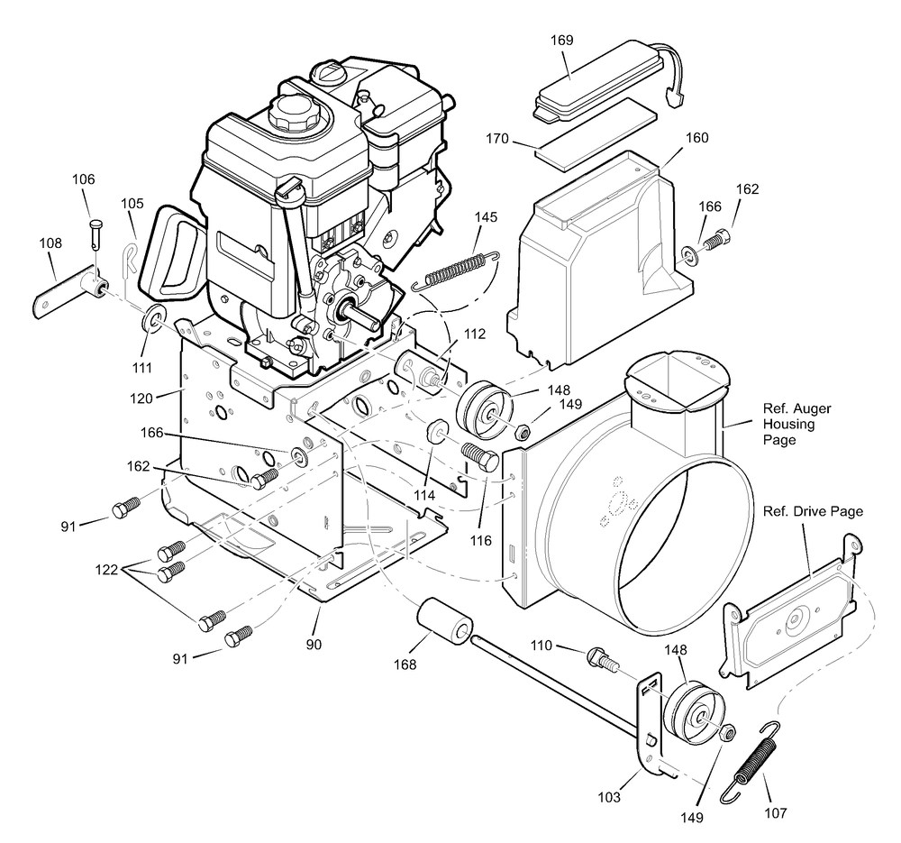 Frame Diagram and Parts List for 633134X54A 2002 Briggs and Stratton Snow Blower